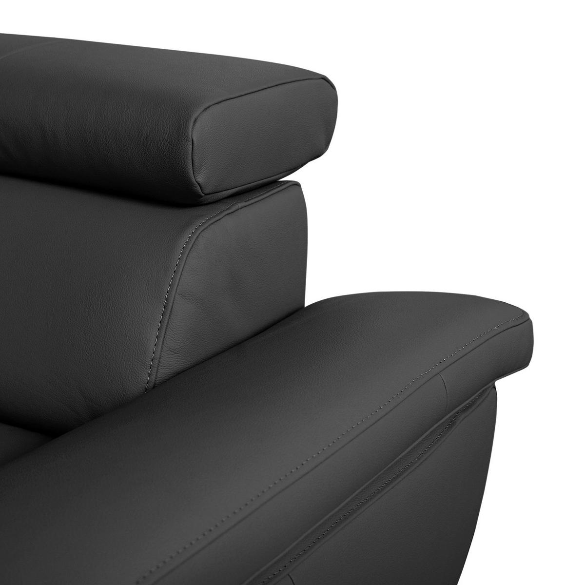 Ecksofa Lugano Teilleder Schwarz 208x248 - Chromfarben/Schwarz, Design, Leder/Textil (208/248cm) - Livetastic