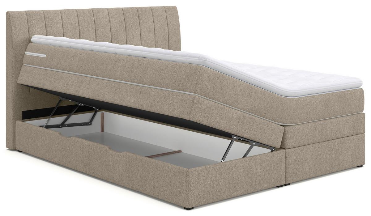 Boxspring Ágy Shark Bxb 160/200 Cm - bézs, Modern, faalapú anyag/textil (160/200cm)