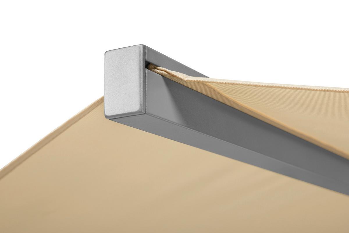 Sonnenschirm Rooftop 350 X 275 X 350 cm Lichtecht Naturfarben - Silberfarben/Naturfarben, Basics, Textil/Metall (350/275/350cm) - Schneider