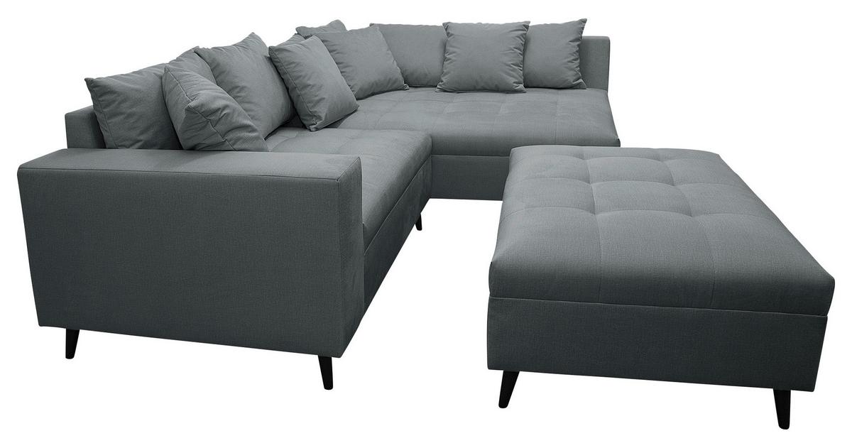 Ecksofa Pruno Dunkelgrau S: 247x174 Cm - Dunkelgrau/Schwarz, Design, Textil (247/174cm) - MID.YOU