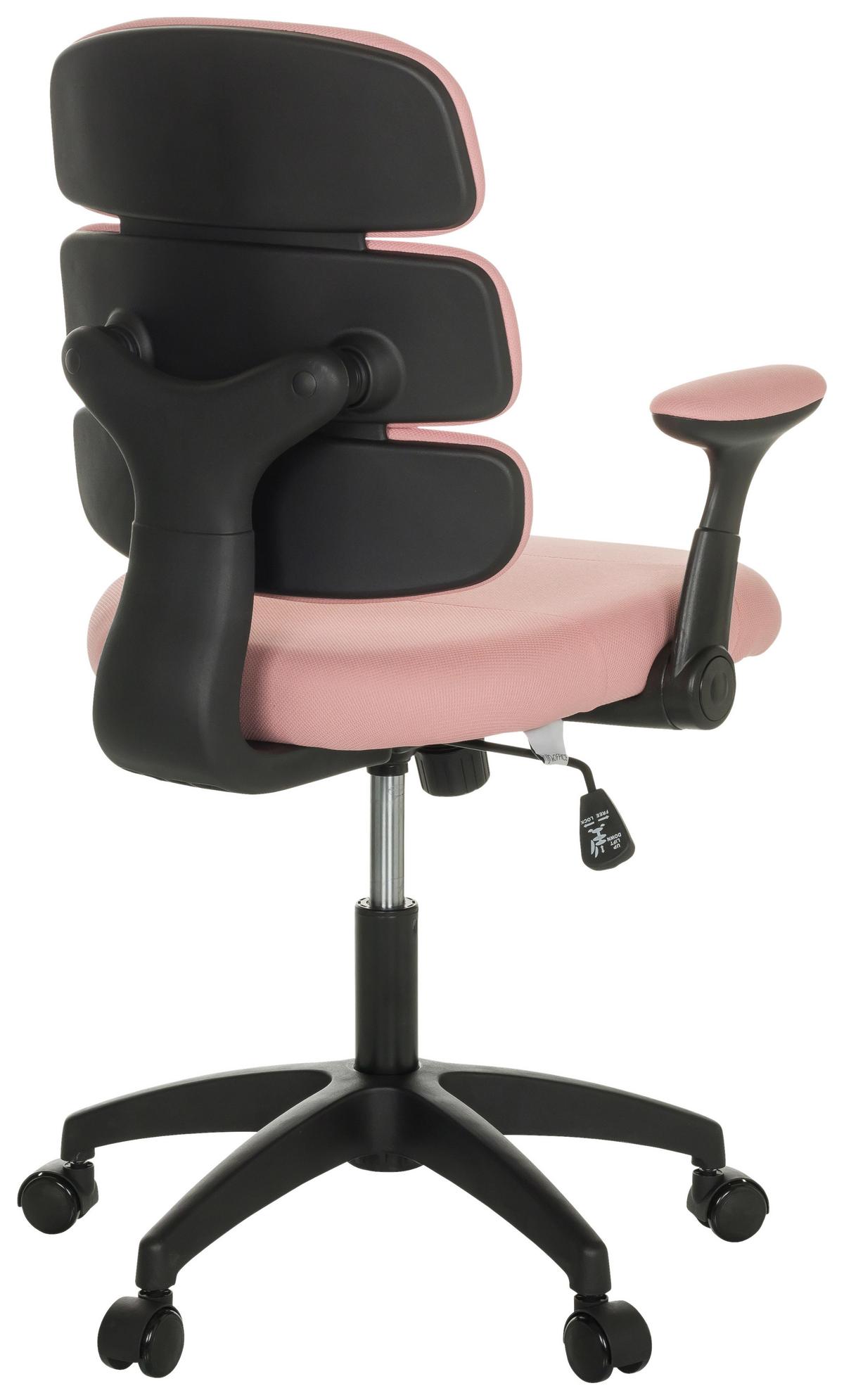 Jugenddrehstuhl Kid Ergolino B mit Armstützen Rosa Bis 100 Kg - Schwarz/Rosa, Basics, Kunststoff/Textil (62/86-97/62cm) - MID.YOU