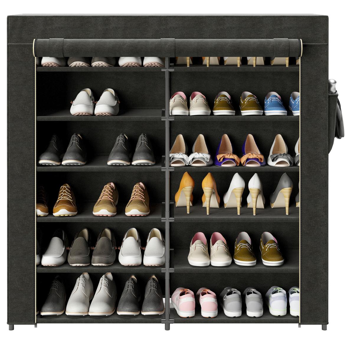 Schuhschrank Tracy Schwarz B: 113 Cm - Schwarz, Basics, Textil/Metall (113/108/28cm) - Playboy