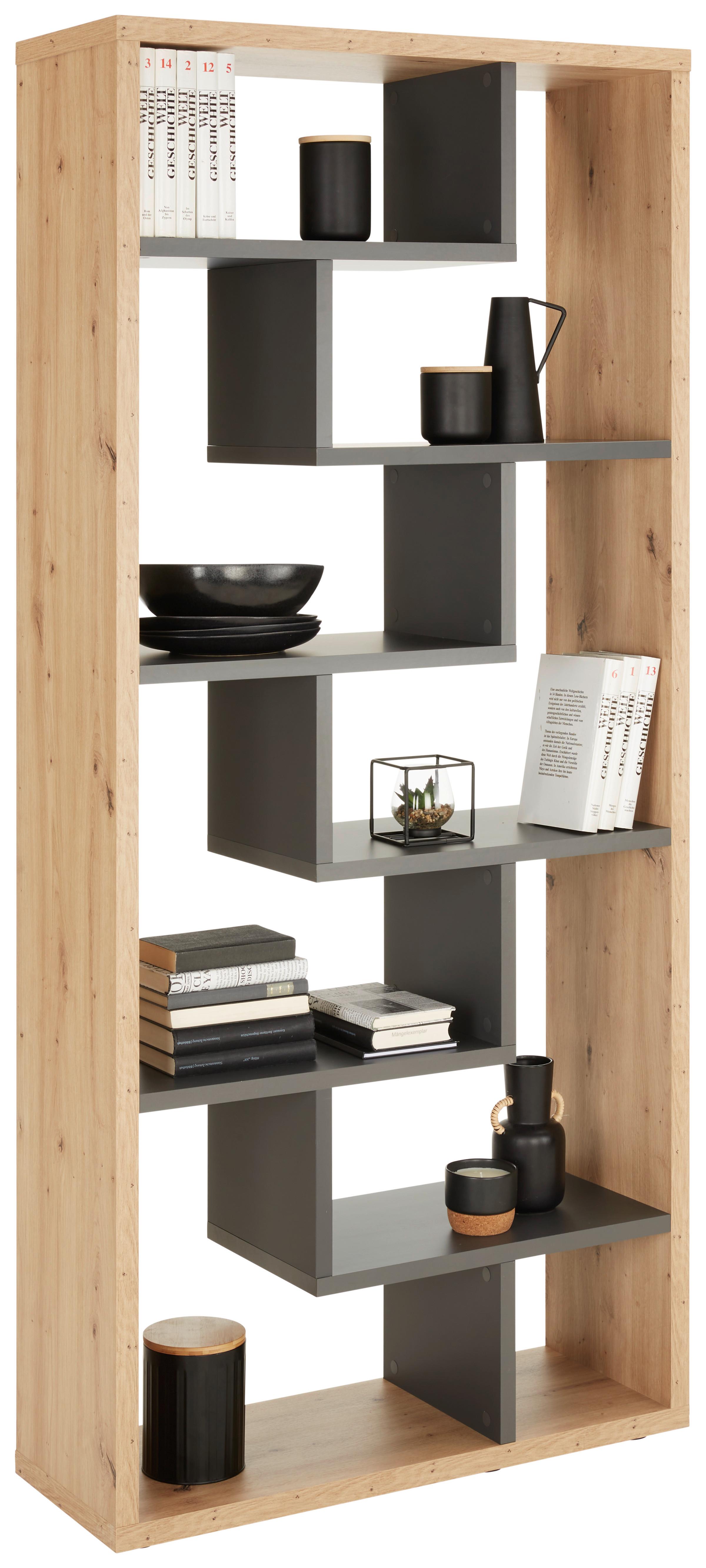 Vysoká dělící stěna Bounty, antracitová / dub - šedá/barvy dubu, Moderní, kompozitní dřevo/plast (90/199/33cm) - Premium Living
