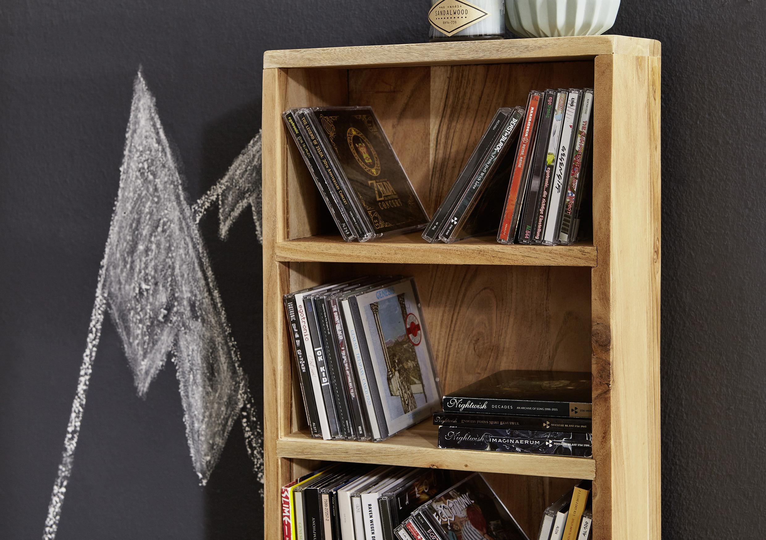 CD-Regal in massivem Akazienholz