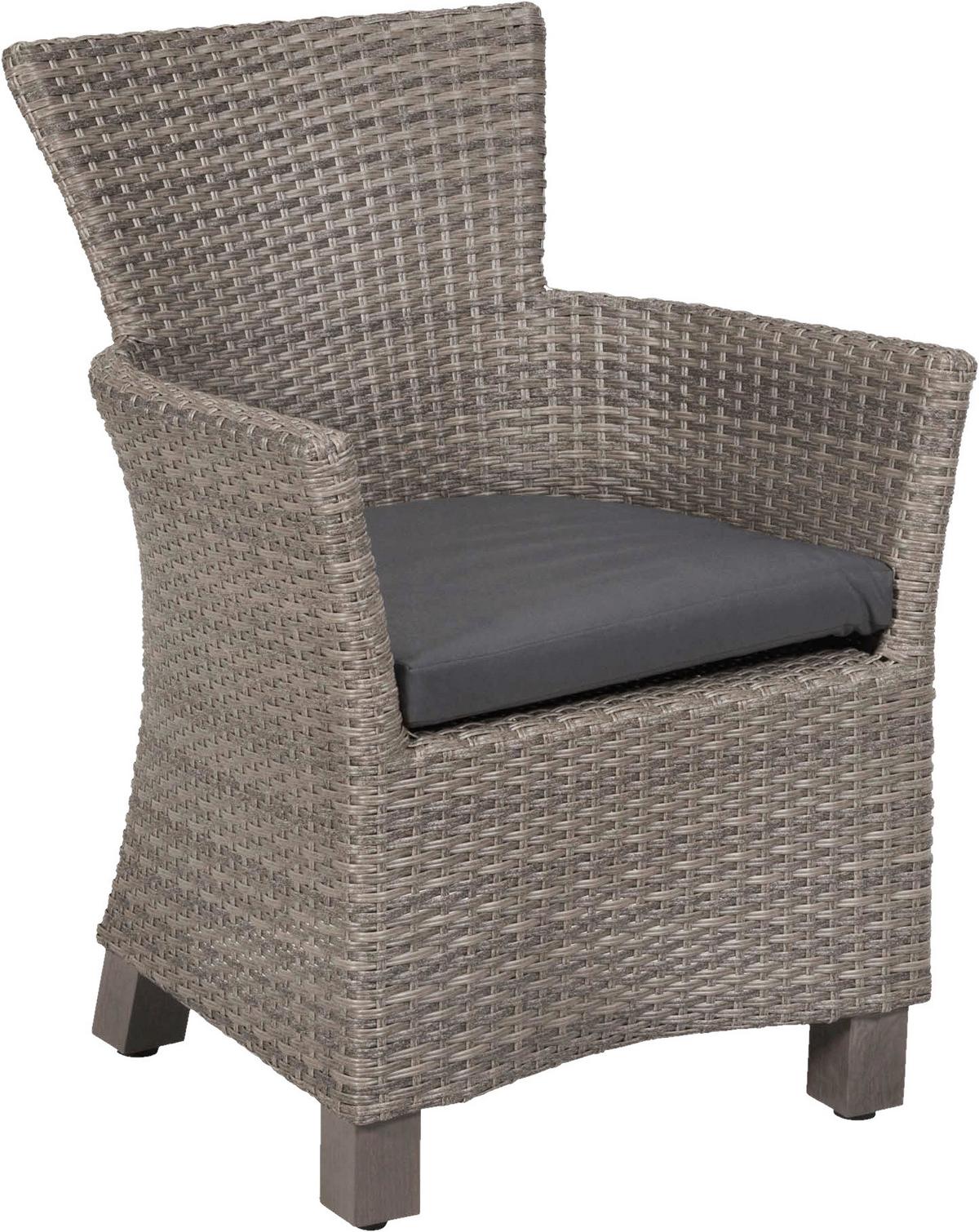 Gartentischgruppe 5tlg. Set - Grau, KONVENTIONELL, Holz/Kunststoff - Gardenson