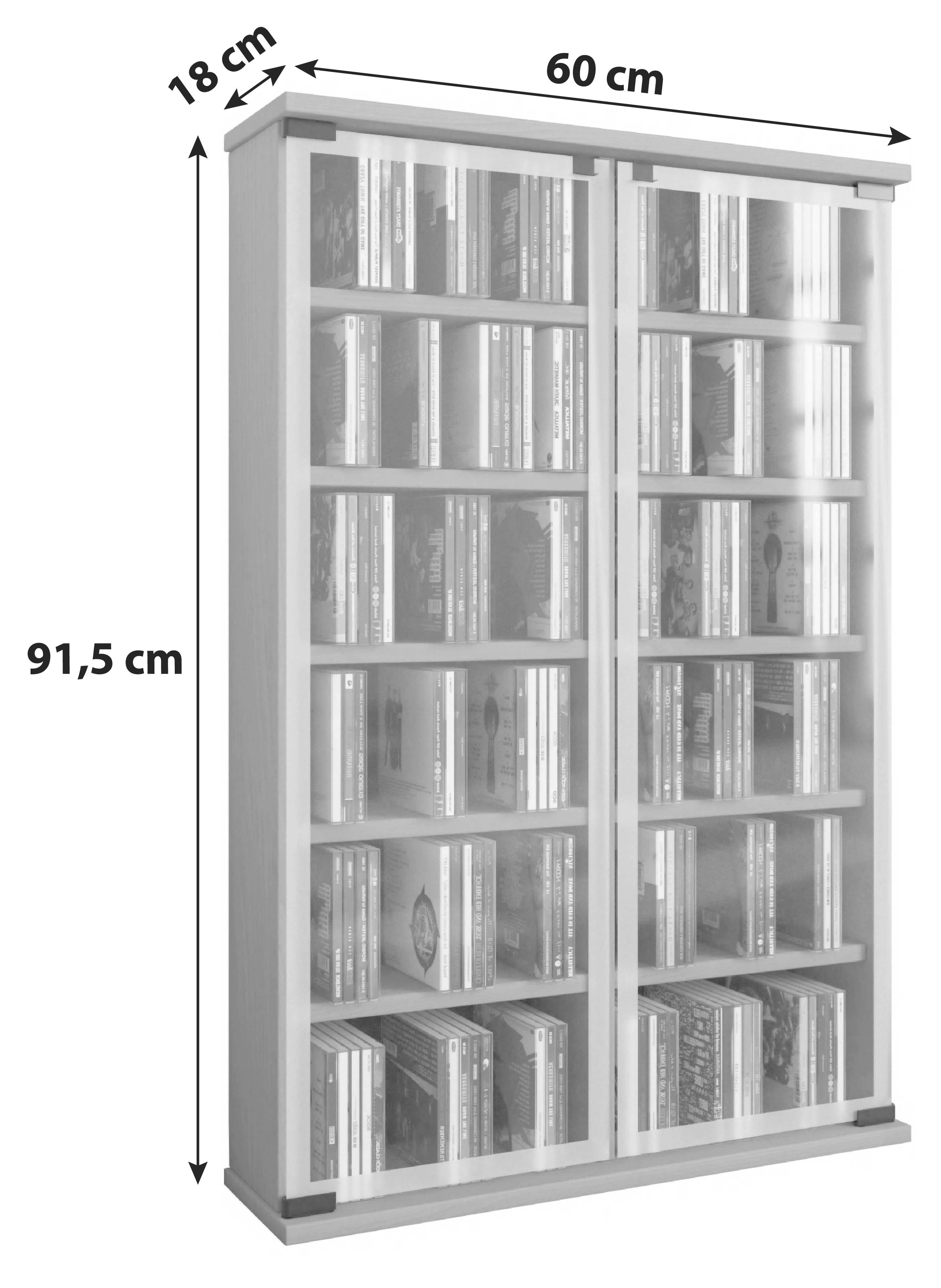 MID.YOU CD Regal mit Glastüren Galerie 60 cm Schwarz