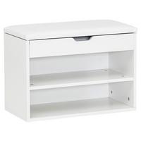 Garderobenbank Sofia B: 60 cm Gepolstert 2 Fächer Weiß - Weiß, KONVENTIONELL, Holzwerkstoff/Textil (60/40/30cm) - MID.YOU