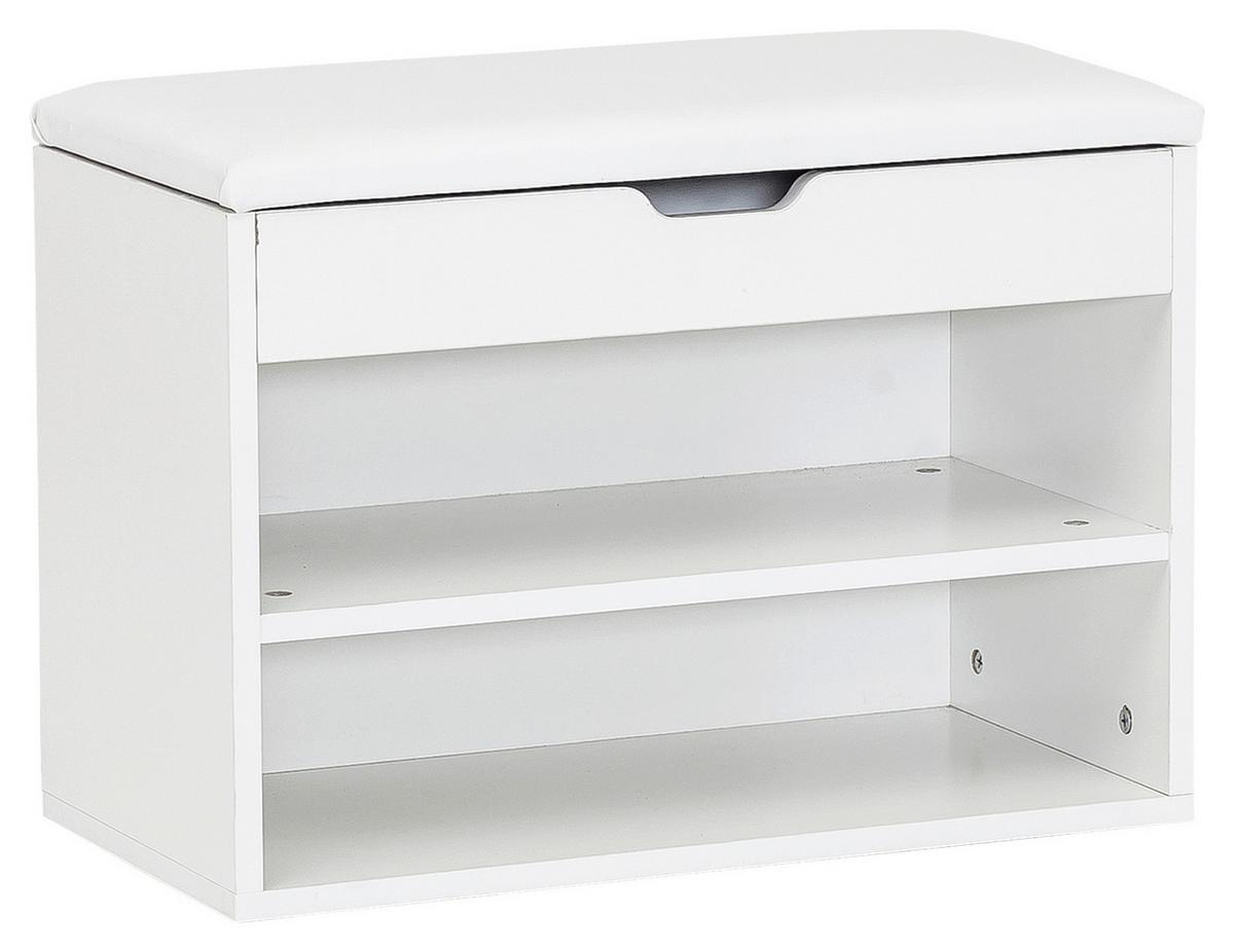 Garderobenbank Sofia B: 60 cm Gepolstert 2 Fächer Weiß - Weiß, KONVENTIONELL, Holzwerkstoff/Textil (60/40/30cm) - MID.YOU