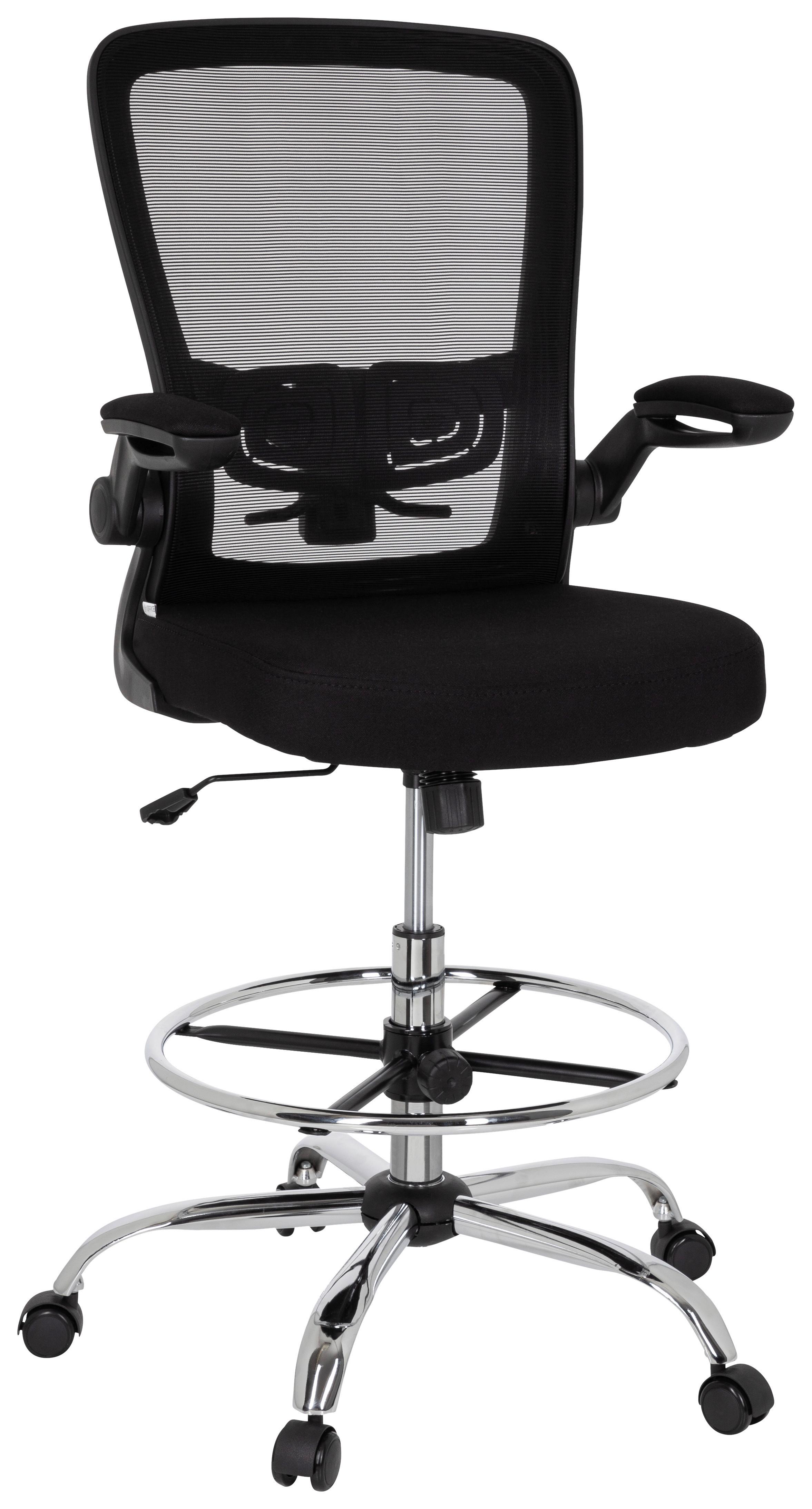 Bürostuhl Vendo Work Schwarz Bis 110 Kg - Silberfarben/Schwarz, Basics, Kunststoff/Textil (60/107/58cm) - MID.YOU