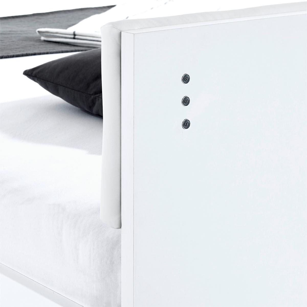 Futonbett 160x200 cm Lucca Weiß Hochglanz/Grau - Weiß/Grau, MODERN, Leder/Holzwerkstoff (160/200cm)