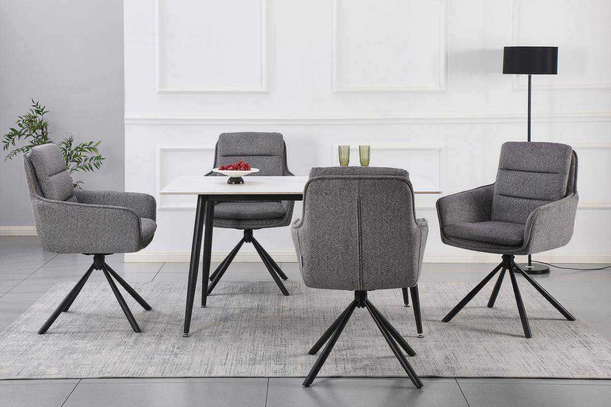 Armlehnstuhl Luce Grau/Schwarz B: 60 cm - Schwarz/Grau, MODERN, Textil/Metall (60/89/67cm) - MID.YOU