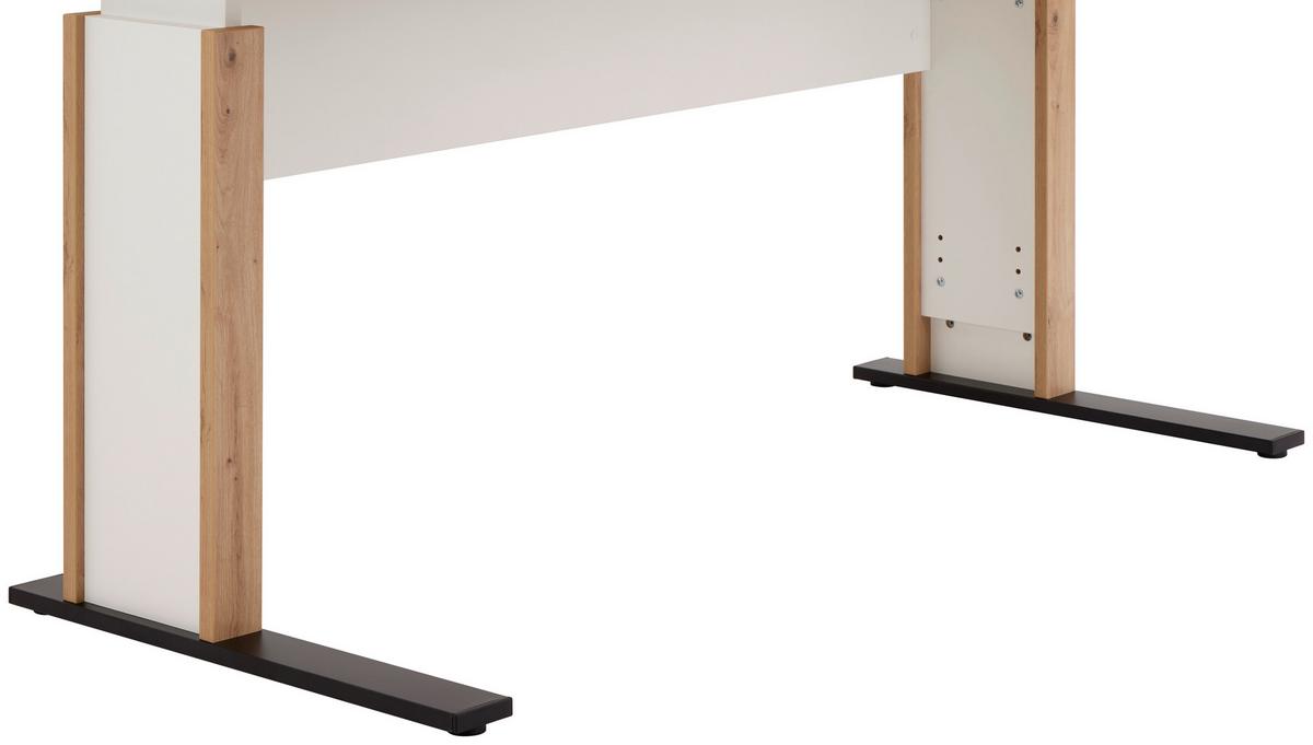 Schreibtisch mit Kabeldurchlass B:160cm H:71,5-80cm Kontor K8 - Schwarz/Weiß, MODERN, Holzwerkstoff/Metall (160/71,5/80cm)