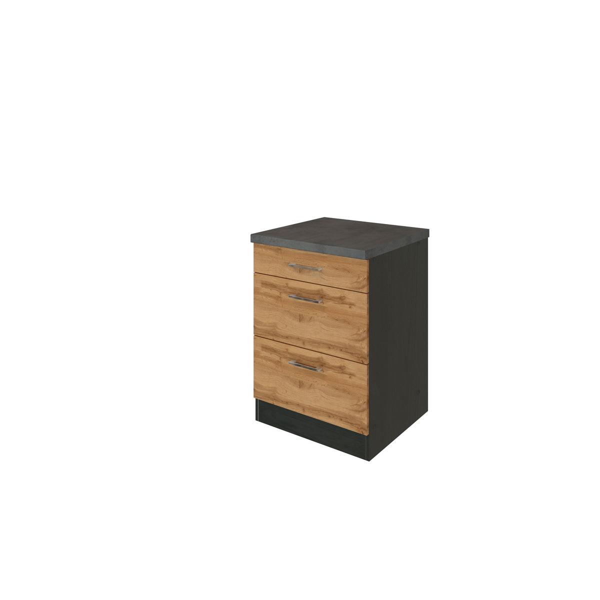 Küchenunterschrank B: 50 Cm Eiche Dekor/anthrazit - Anthrazit/Eiche Wotan, MODERN, Holzwerkstoff (50/85/60cm) - Held