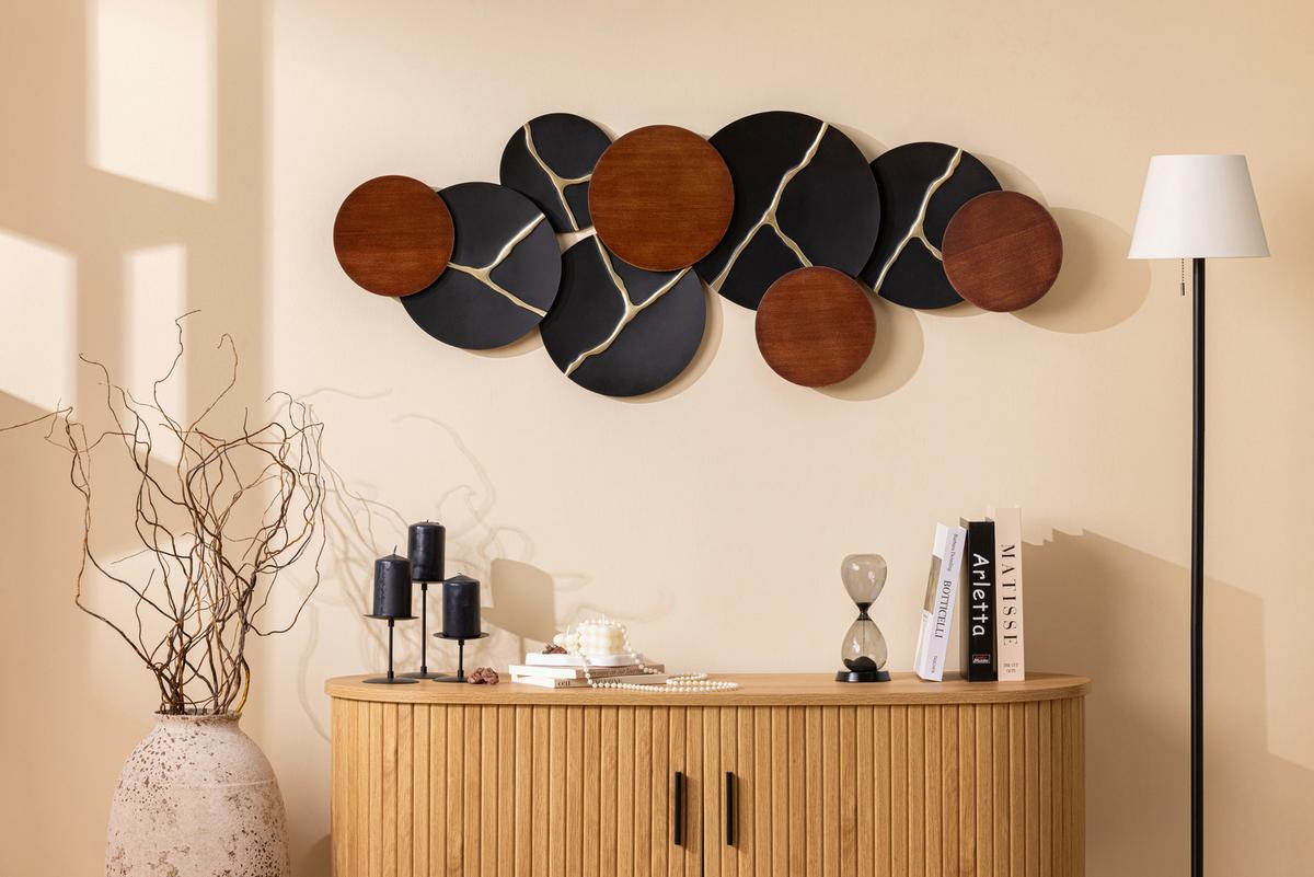 Wanddeko Rene - Goldfarben/Schwarz, KONVENTIONELL, Holzwerkstoff/Metall (115/5/46cm) - Luca Bessoni