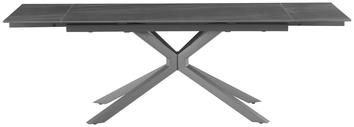 Ausziehtisch Lorenzo Keramik Dunkelgrau B:160-240cm - Dunkelgrau/Grau, KONVENTIONELL, Keramik/Metall (160-240/75/90cm) - MID.YOU