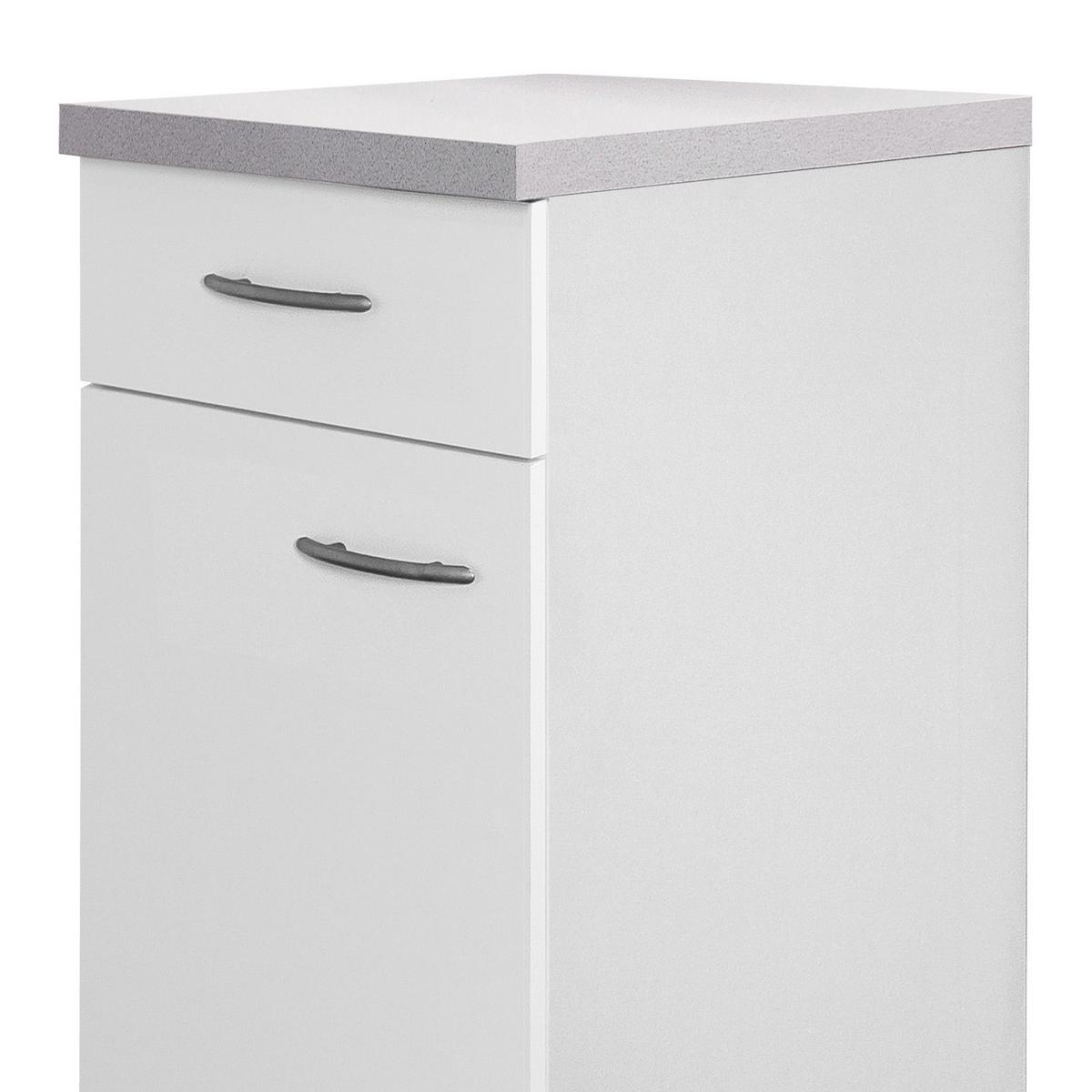 Küchenunterschrank Wito 30 cm Weiß 1 Drehtür - Hellgrau/Weiß, Holzwerkstoff (30/85/60cm) - FlexWell