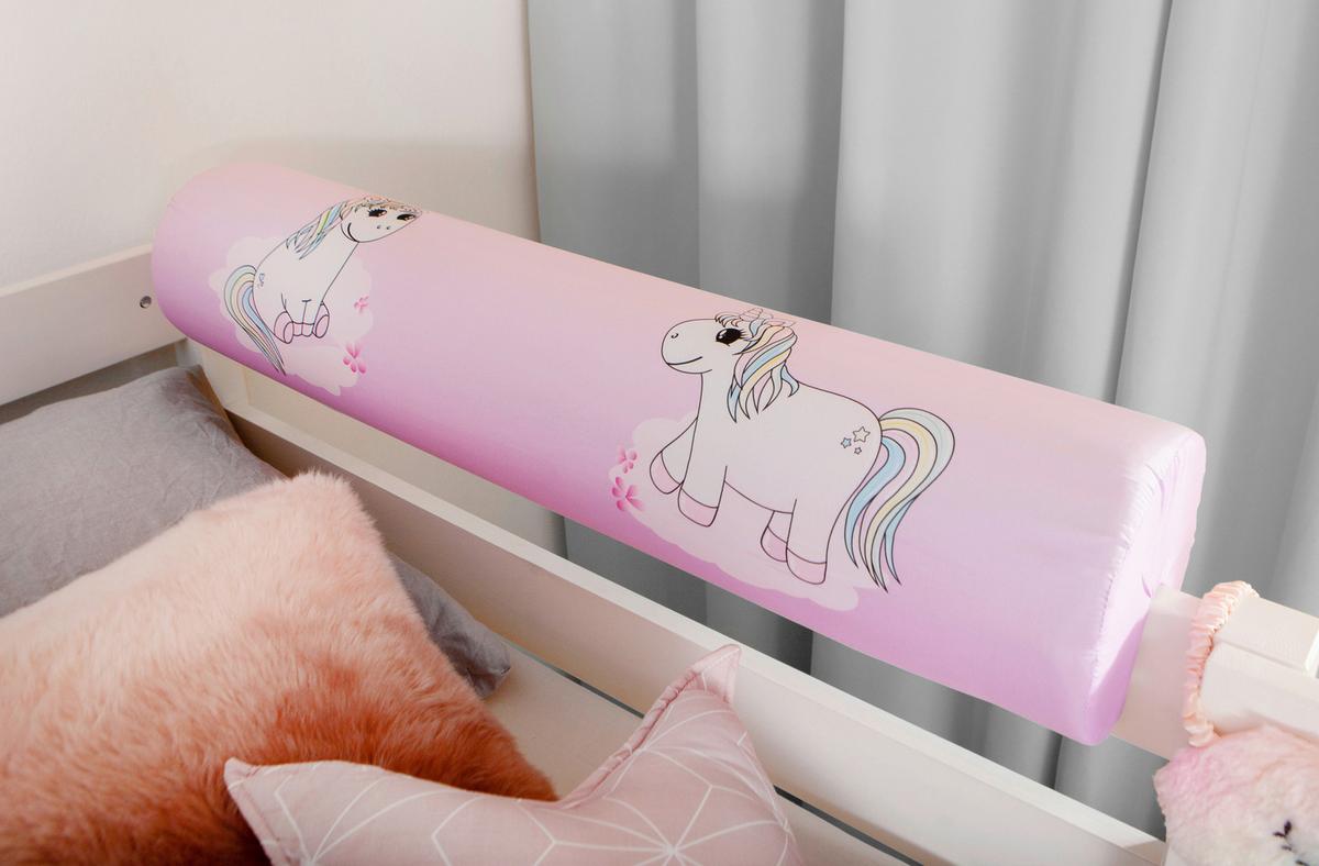 Hochbett Malte Weiß Inkl. Rollrost, Tunnel, 90x200 Cm - Weiß/Naturfarben, Natur, Holz/Textil (90/200cm) - MID.YOU