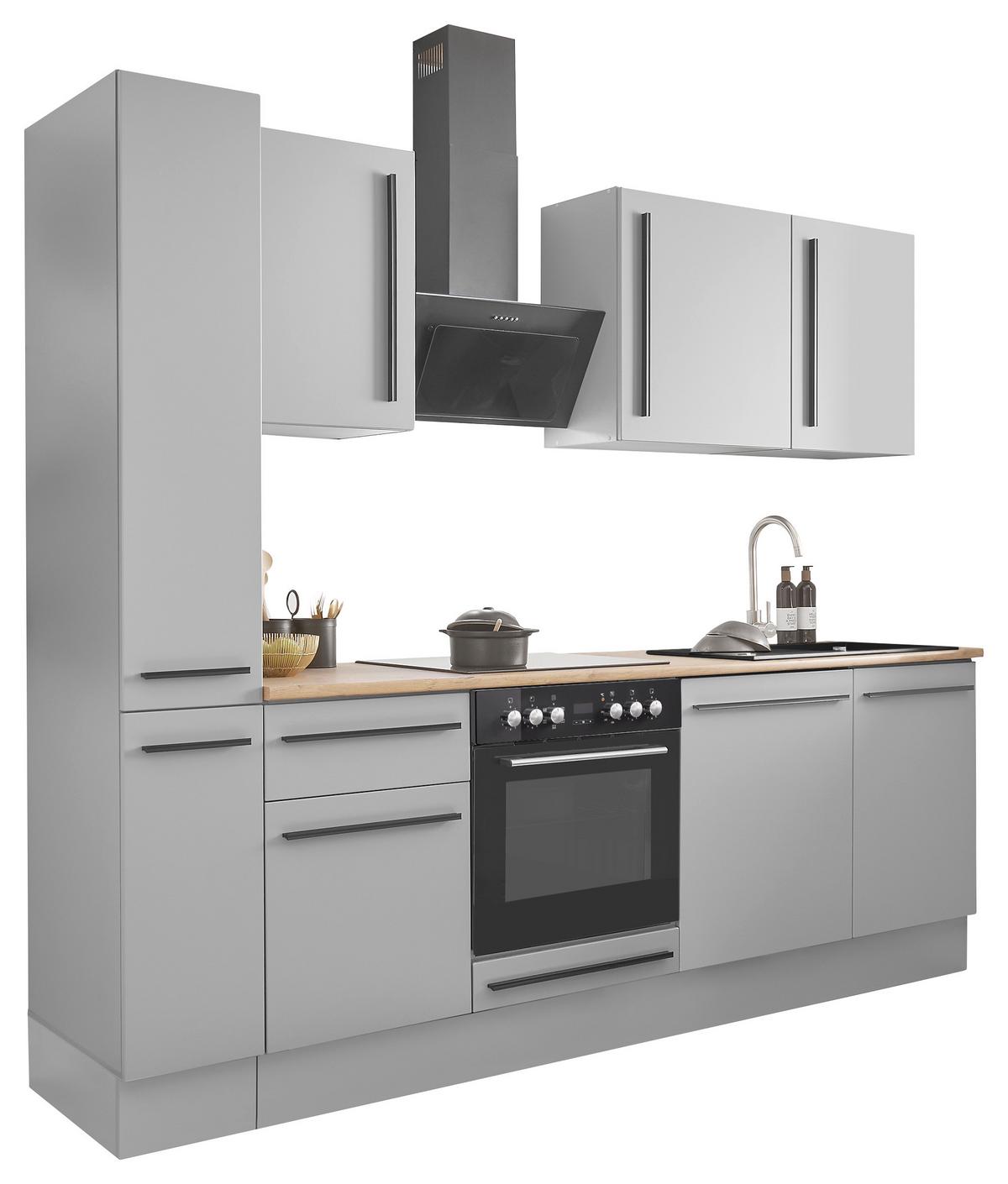 Küchenblock Denver Grau/Eiche Dekor B: 250 cm - Eichefarben/Grau, Design, Holzwerkstoff (250cm) - P & B