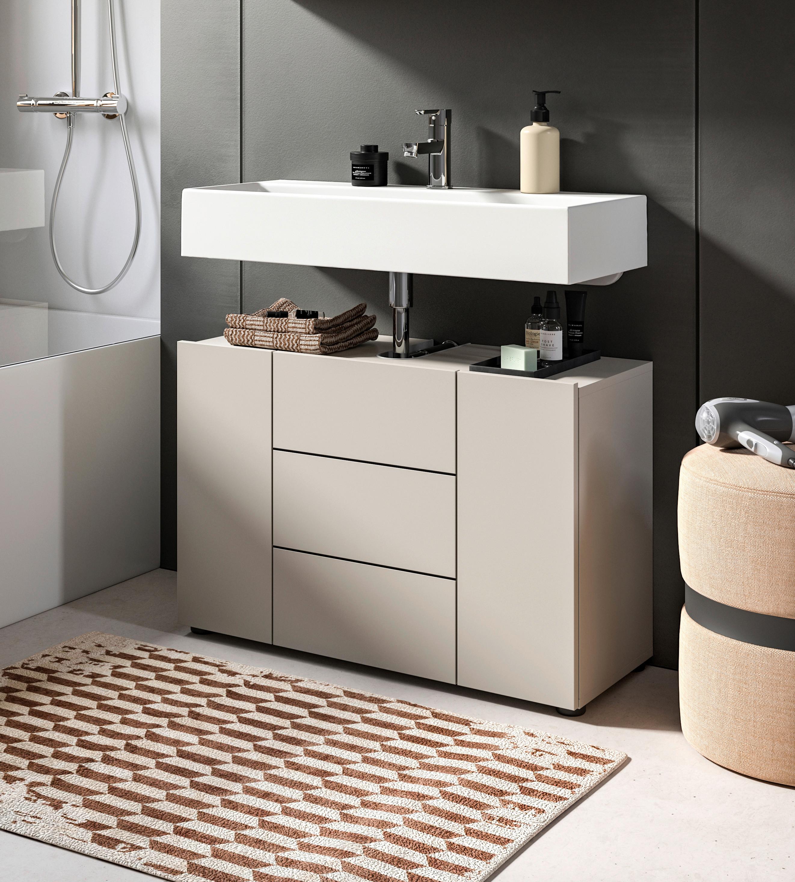 Waschbeckenunterschrank Vira Kaschmir B: 82 Cm - Kaschmir/Schwarz, MODERN, Holzwerkstoff (82/56/34cm) - MID.YOU