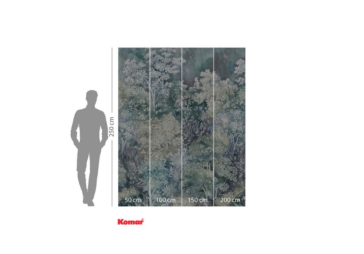 Vliestapete Forêt Enchantée - Türkis/Weiß, Basics (200/250cm) - Komar