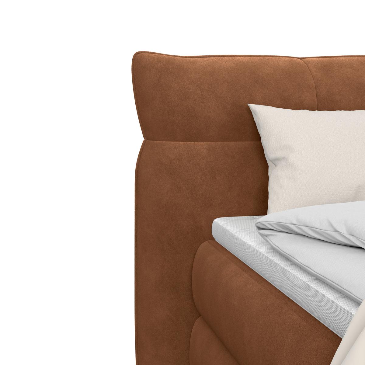 Boxspringbett Carmelo Kupfer 160x200 cm H3 - Schwarz/Kupferfarben, Trend, Textil (160/200cm)