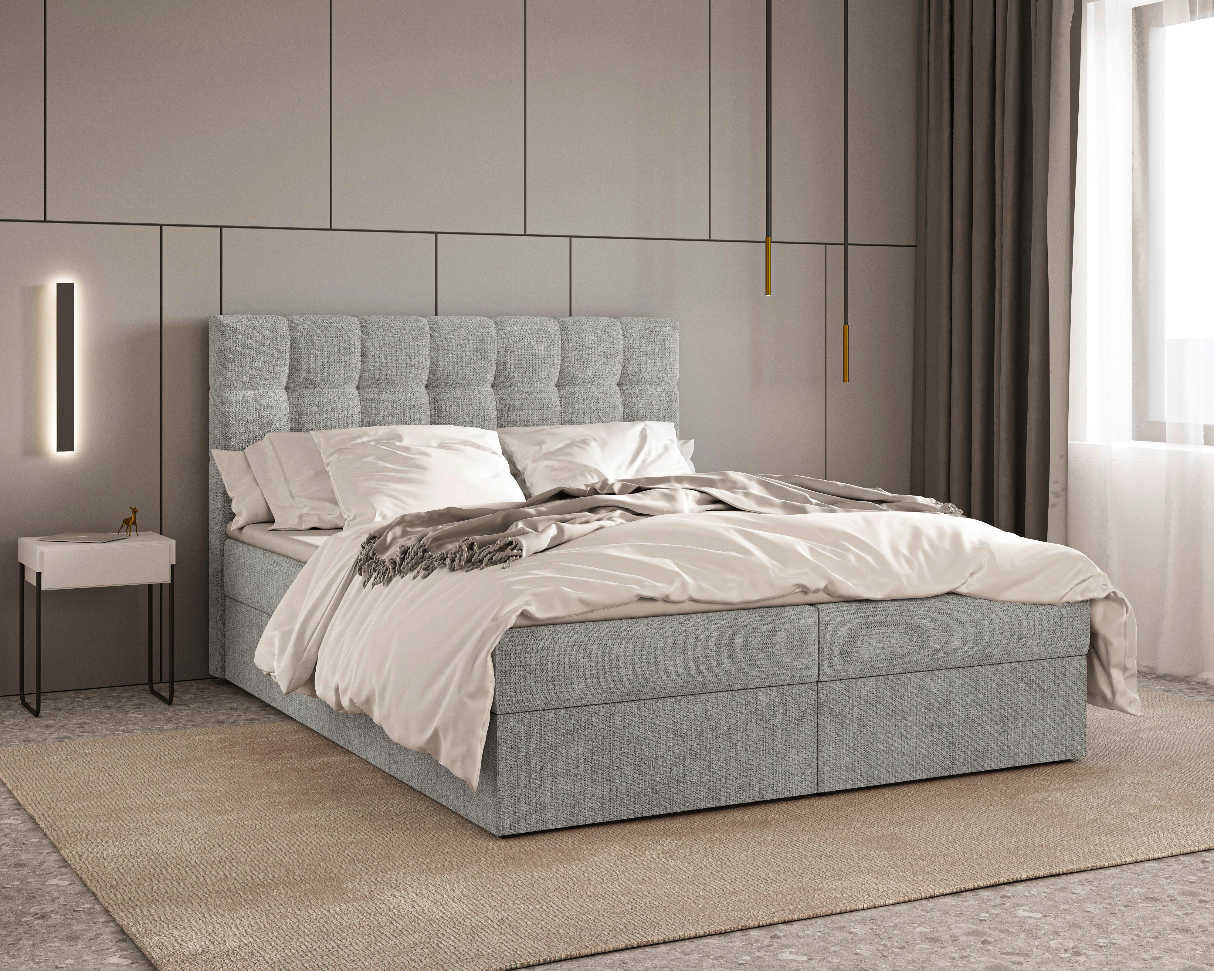 BOXBETT Oslo Grau 160x200cm - Schwarz/Grau, MODERN, Holz/Kunststoff (160/200cm) - MID.YOU