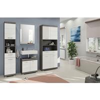 Badezimmer Scout - Weiß Hochglanz/Grau, MODERN, Holzwerkstoff (160cm) - MID.YOU