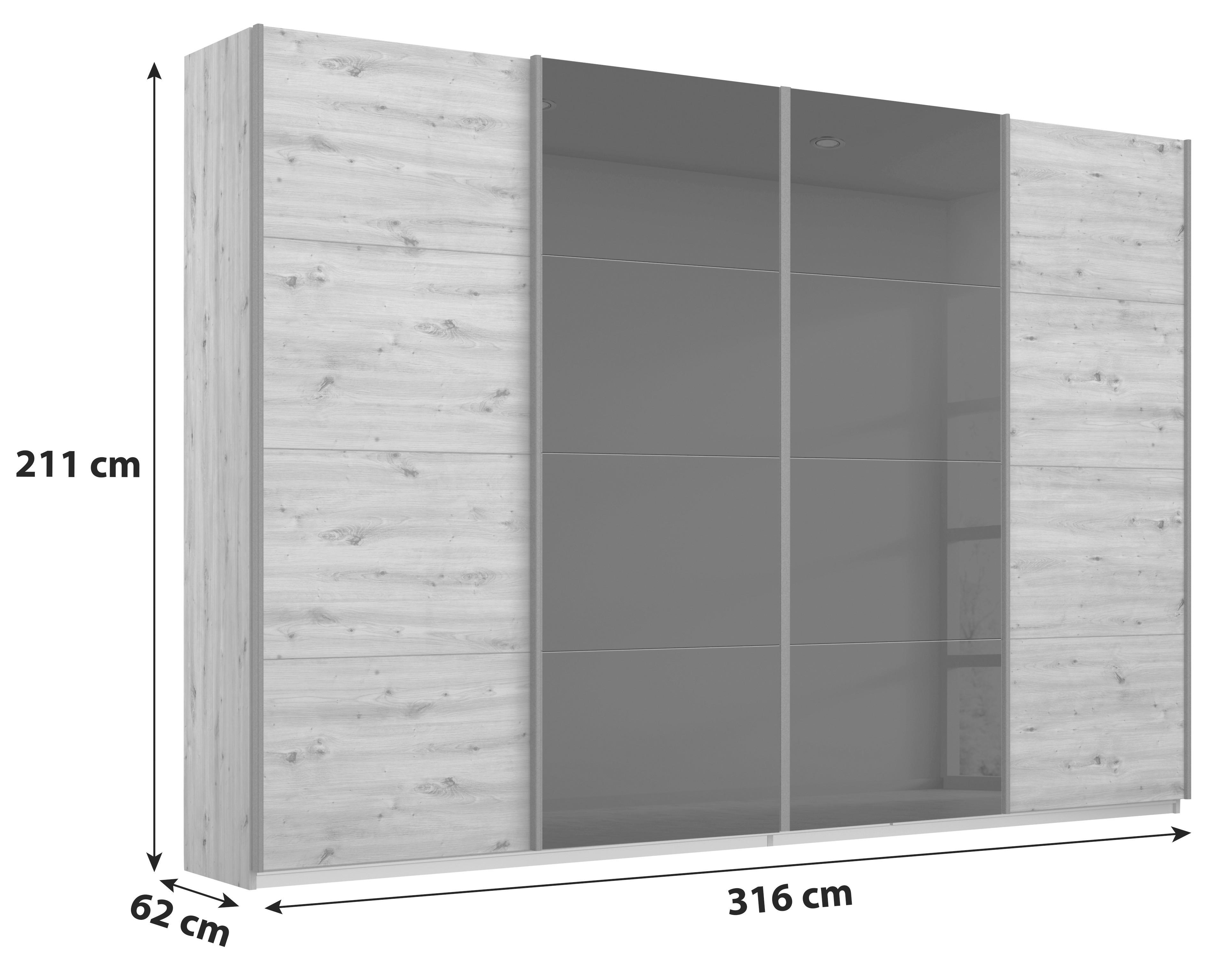 Schiebetürenschrank Bensheim - Eiche Artisan/Grau, MODERN, Holzwerkstoff (316/211/62cm) - Luca Bessoni