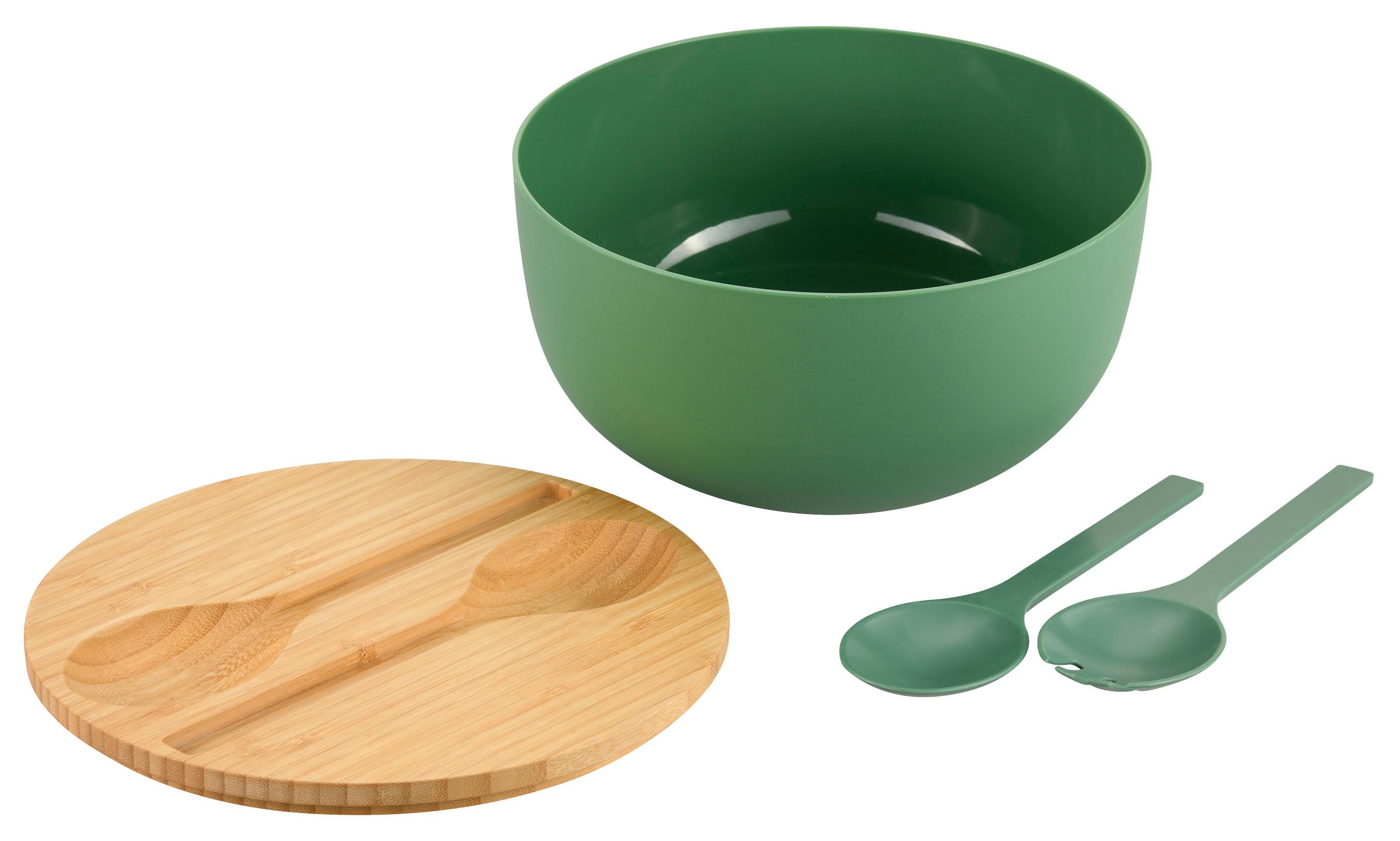Salatschüssel 58471 - Hellbraun/Salbeigrün, Basics, Holz/Kunststoff (24/13/13cm) - Kesper