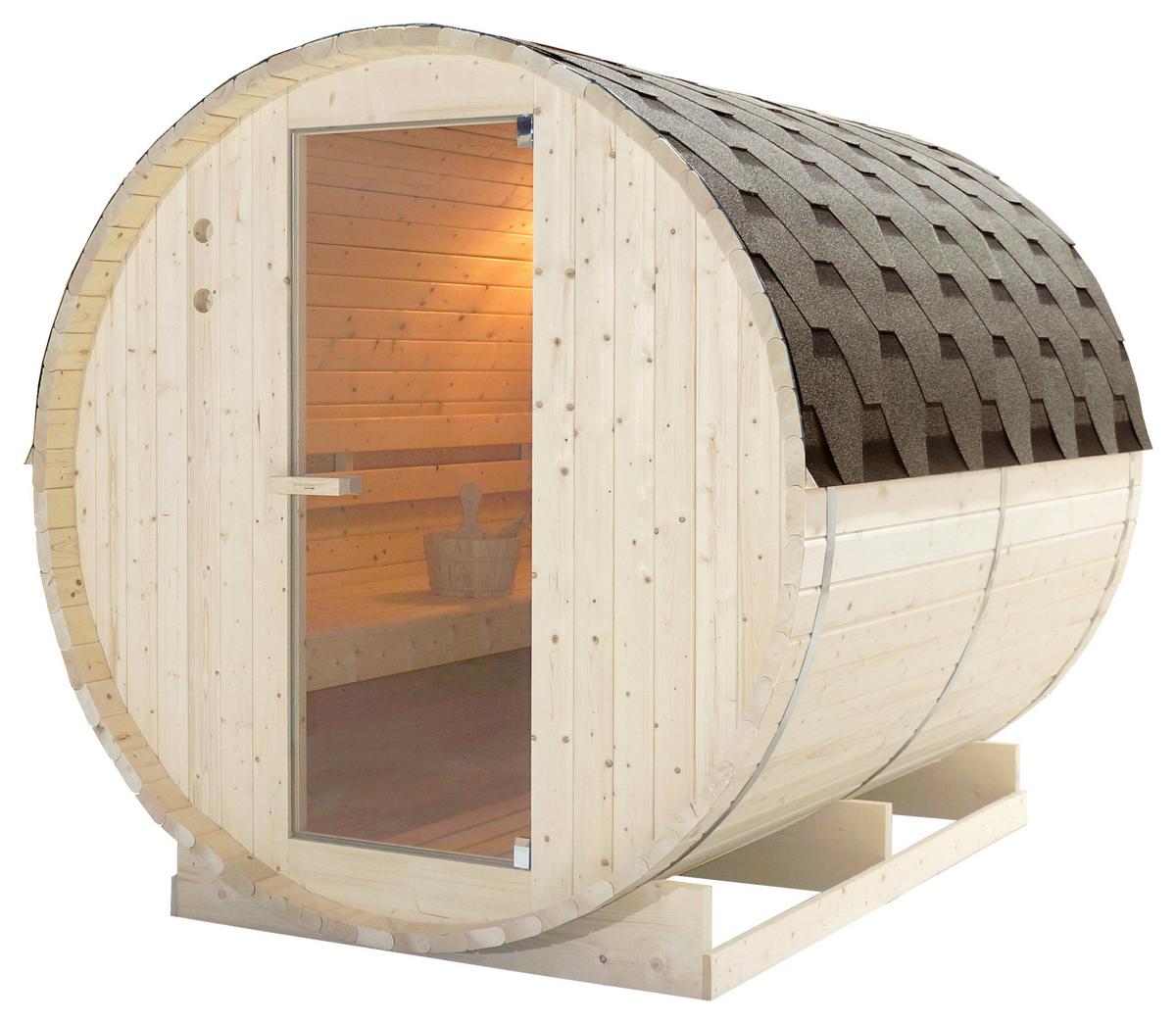 Saunafass Tromsö Fichtefarben B: 220 cm - Fichtefarben, KONVENTIONELL, Glas/Holz (189/220/191,5cm) - Sanotechnik