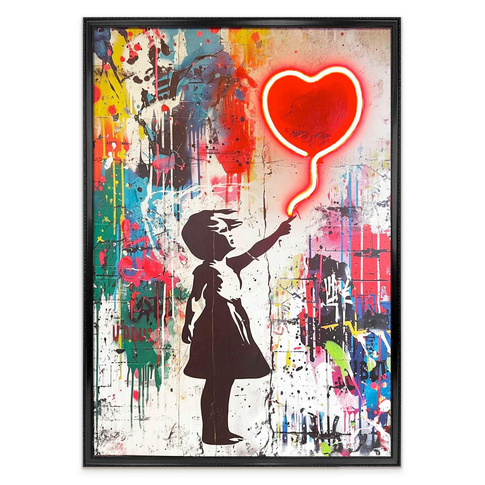 Bild Neon Balloon Girl - Rot/Schwarz, Basics, Holzwerkstoff/Kunststoff (70/100/3,5cm)