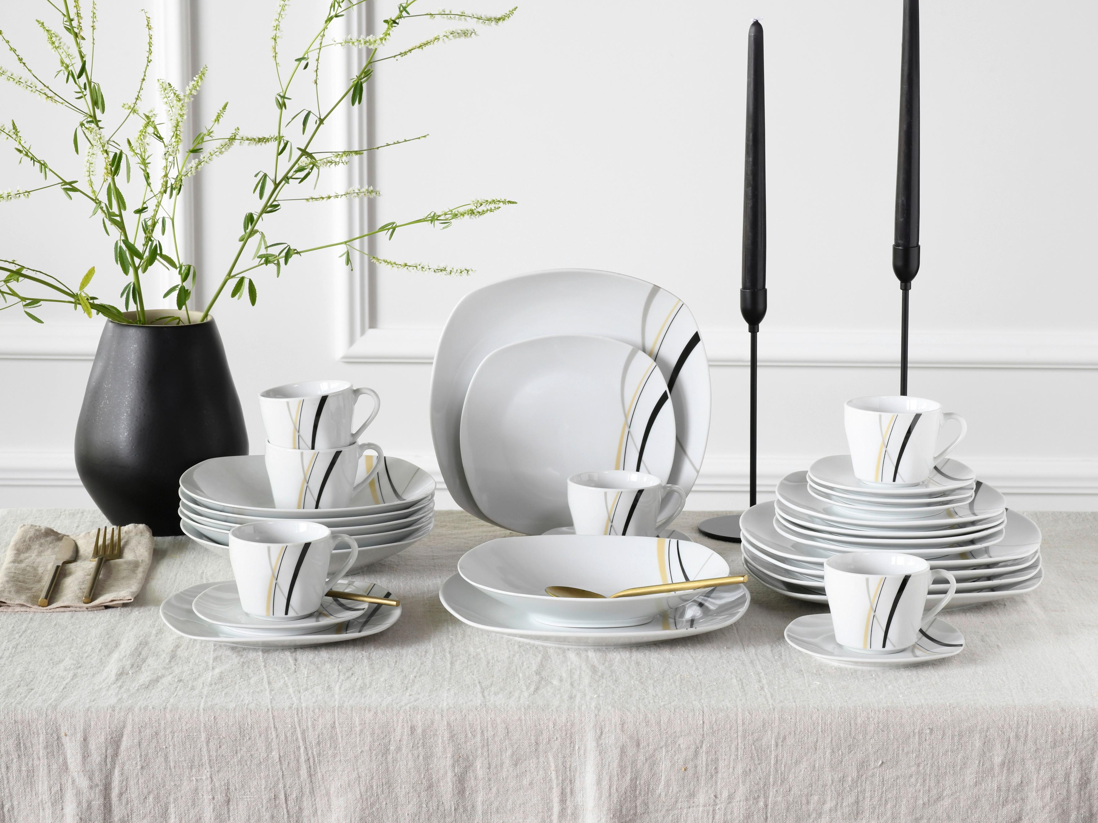 Kombiservice Square City Line 30--Teilig., Weiß - Weiß, Trend, Keramik - Creatable