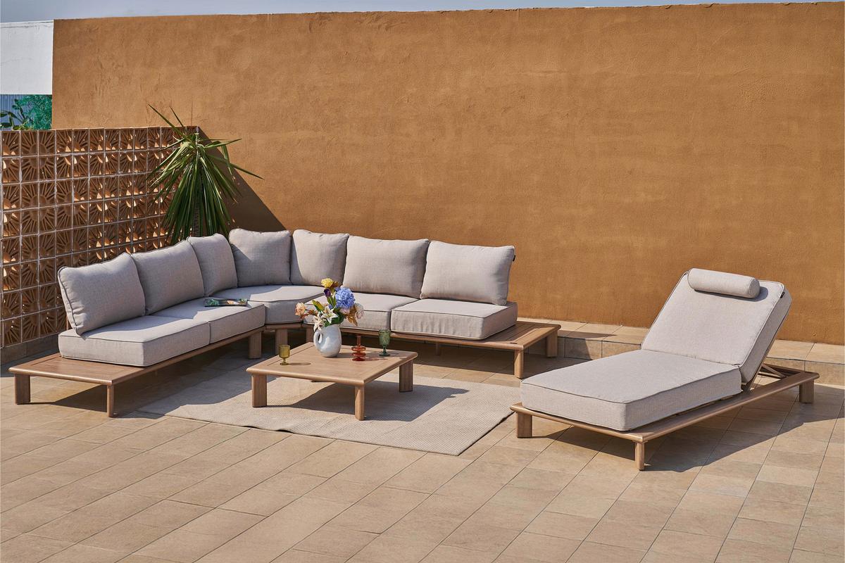 Dining-Loungeset Avery Beige - Eichefarben/Braun, Basics, Metall (290/290/68cm) - Ambia Garden