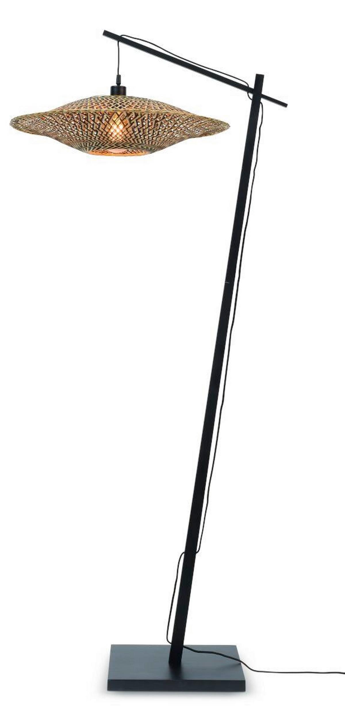 Stehleuchte Bali/f/ad/b/6015/bn - Schwarz/Naturfarben, Trend, Holz (60/176cm) - Good & Mojo