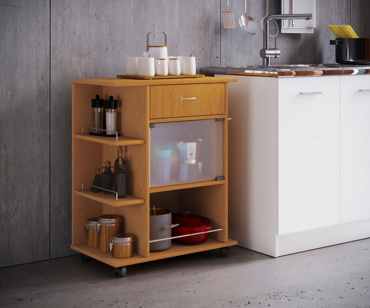 Allzweckwagen Pocis Buchefarben B: 39 cm - Buchefarben, MODERN, Glas/Holzwerkstoff (65/39/80cm) - MID.YOU