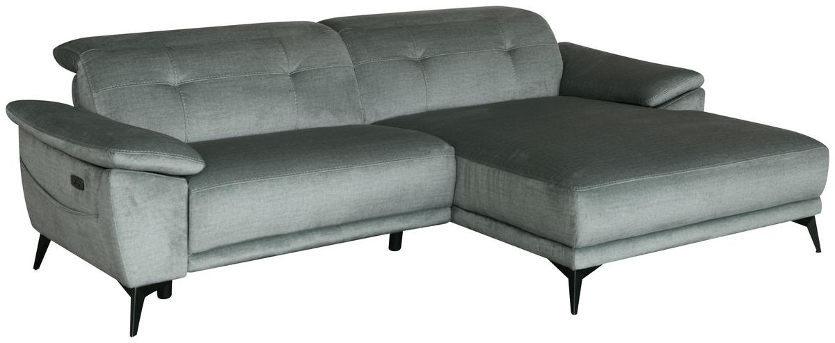 Ecksofa + Relaxfunktion Bonn Grau 262x170 cm - Schwarz/Grau, MODERN, Holz/Textil (262/79/170cm)