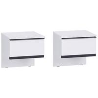 Nachtkästchen 2er-Set Weiß/ Grau H: 46 cm Lucca - Weiß, MODERN, Holzwerkstoff (46,1/46/35,7cm)