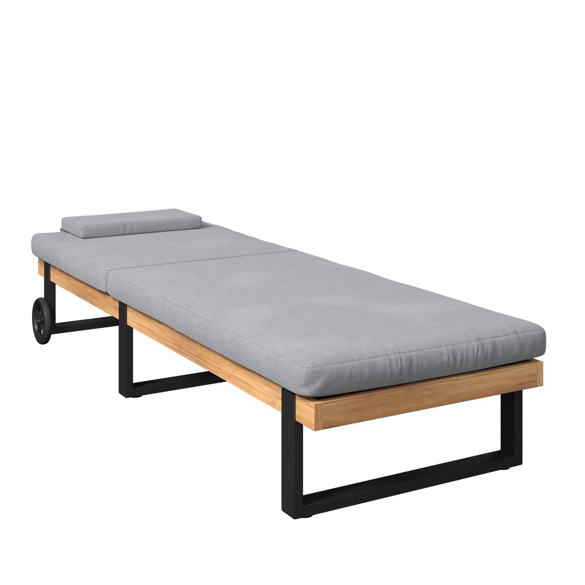 Sonnenliege Malibu - Grau, MODERN, Holz/Textil (200/95/65cm) - Beldano