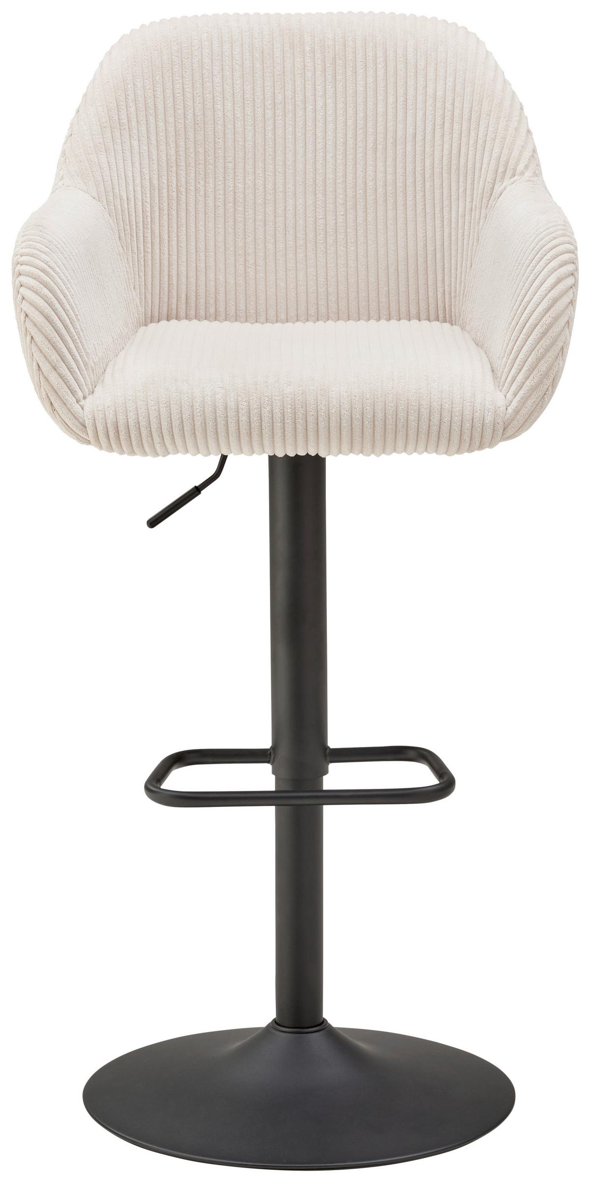 Barhocker Kiana - Beige/Schwarz, LIFESTYLE, Textil/Metall (44/95-117/55cm) - Livetastic