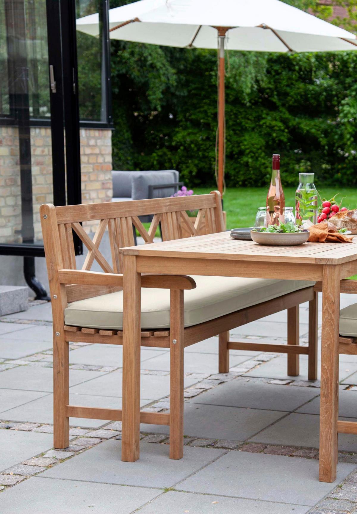 Bankauflage Rosenborg 150x5x58 Cm - Sandfarben, Natur, Kunststoff (150/5/58cm) - Gardenson