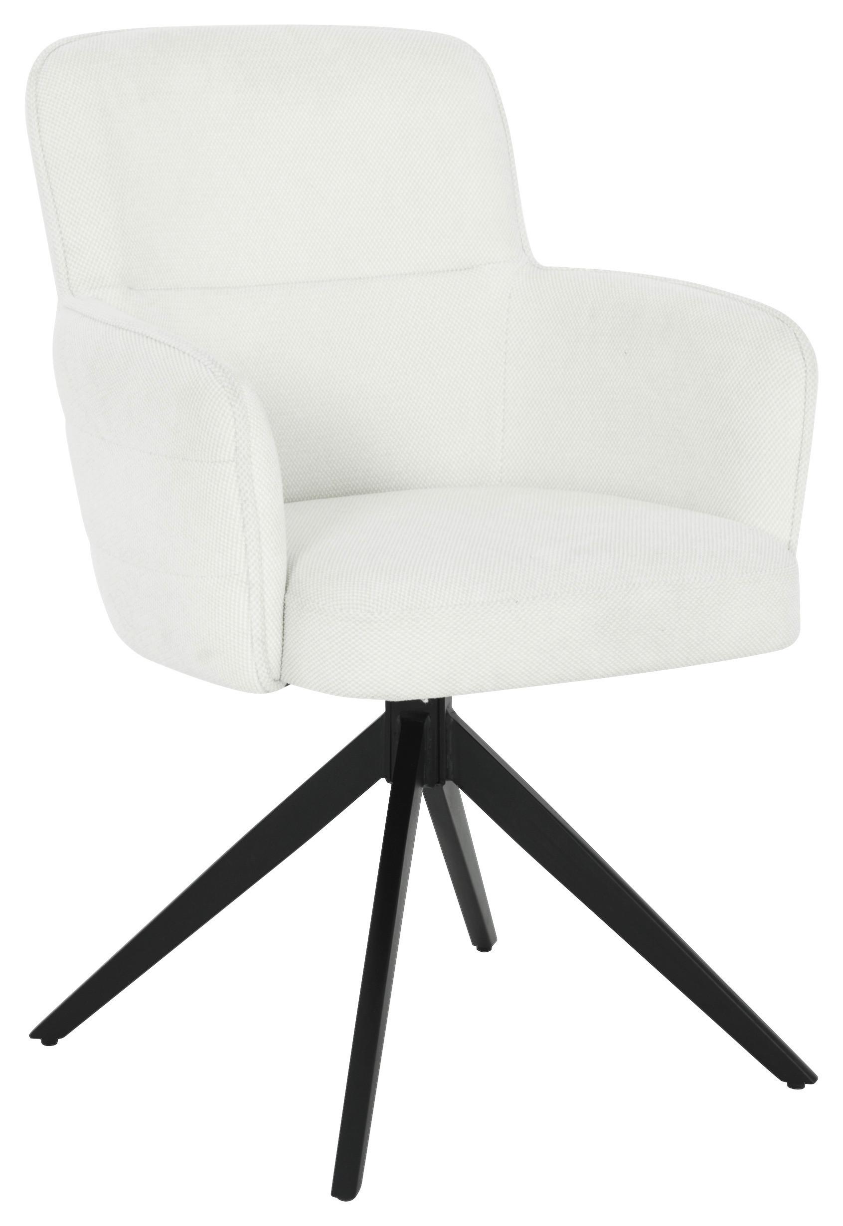 Armlehnstuhl Alya Leinenoptik Weiß, B: 58 Cm - Schwarz/Weiß, MODERN, Holz/Textil (58/85/64cm) - Livetastic