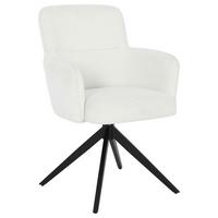 Armlehnstuhl Alya Leinenoptik Weiß, B: 58 cm - Schwarz/Weiß, MODERN, Holz/Textil (58/85/64cm) - Livetastic