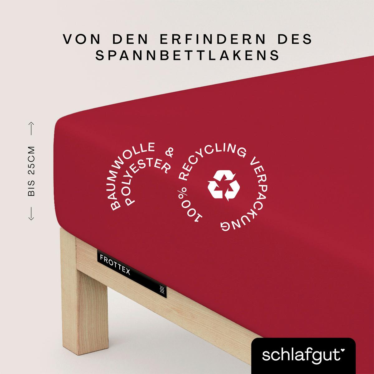 Spannleintuch Dunkelrot 100x200 cm Frottee - Dunkelrot, Basics, Textil (100/200cm) - Schlafgut