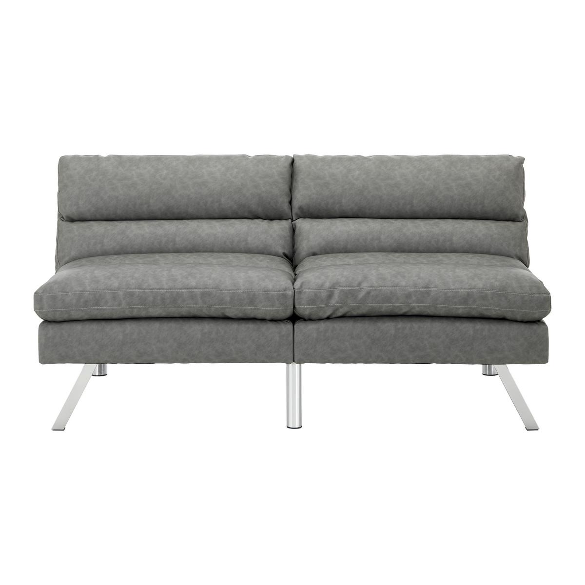 Pohovka LIA svetlá sivá - svetlosivá/chrómová, Modern, drevo/textil (171/112/53cm) - Bessagi Home