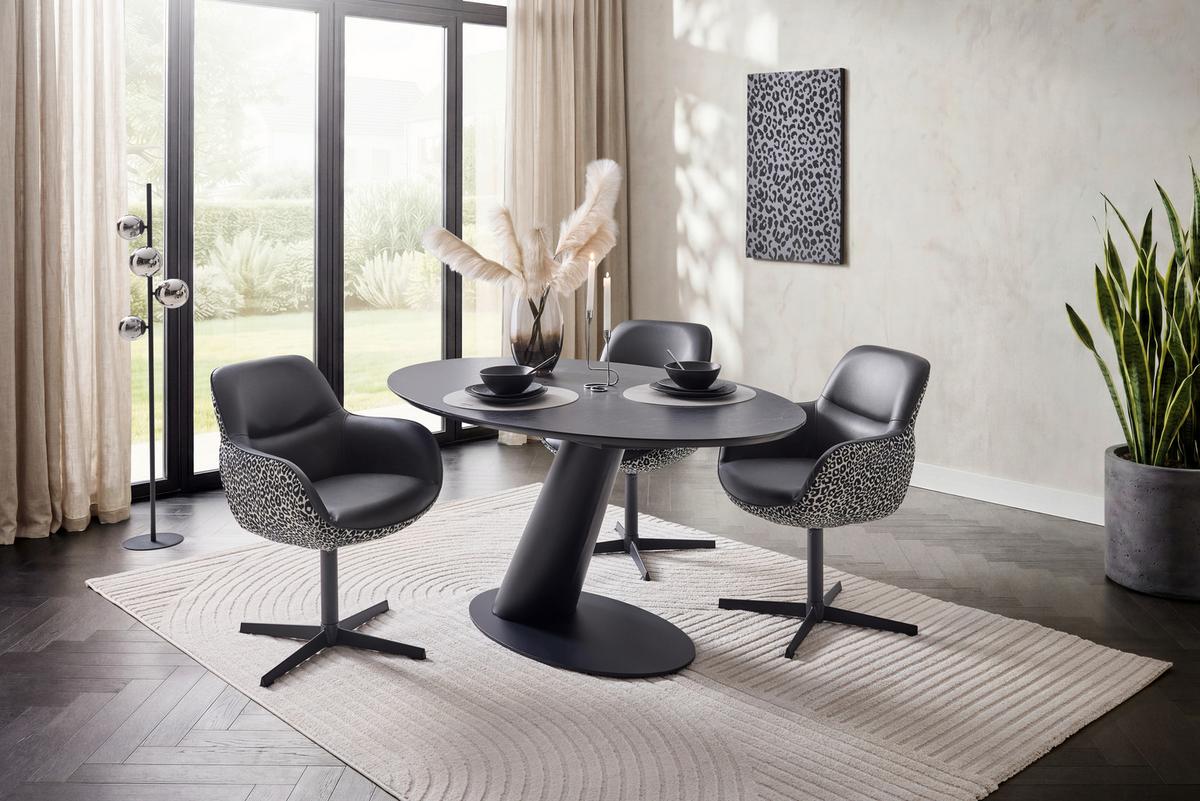 JEDÁLENSKÝ STÔL STEVEN 160 - čierna, Design, kov/kompozitné drevo (160/76/95cm) - Mömax