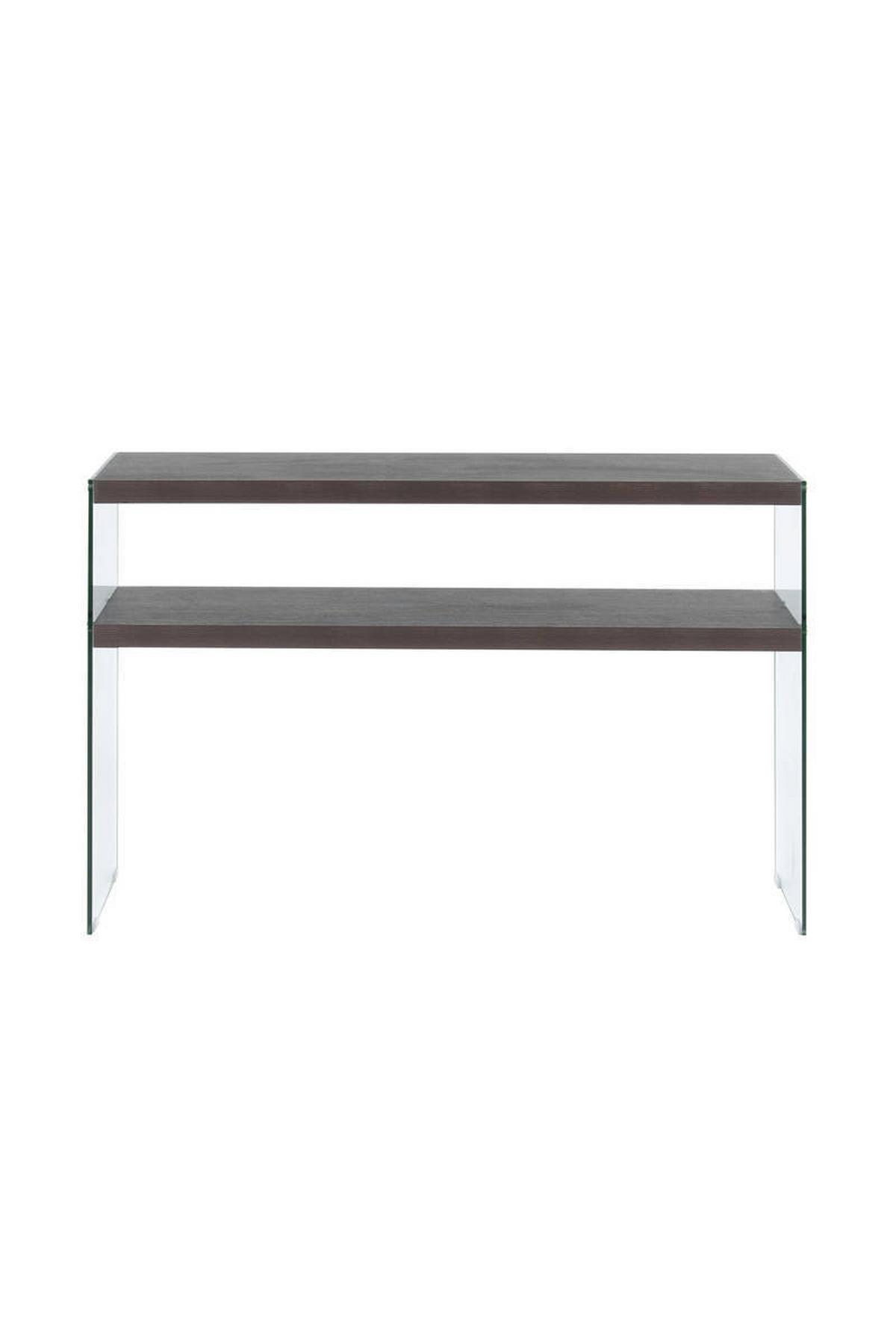 Beistelltisch mit Ablage Elementary Dunkelbraun - Klar/Dunkelbraun, Basics, Glas/Holzwerkstoff (32/110/75cm) - Kayoom