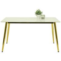 Jídelní stůl XENIA 140x80 - bílá/barvy zlata, Konvenční, kov/kámen (140/76/80cm) - Mömax