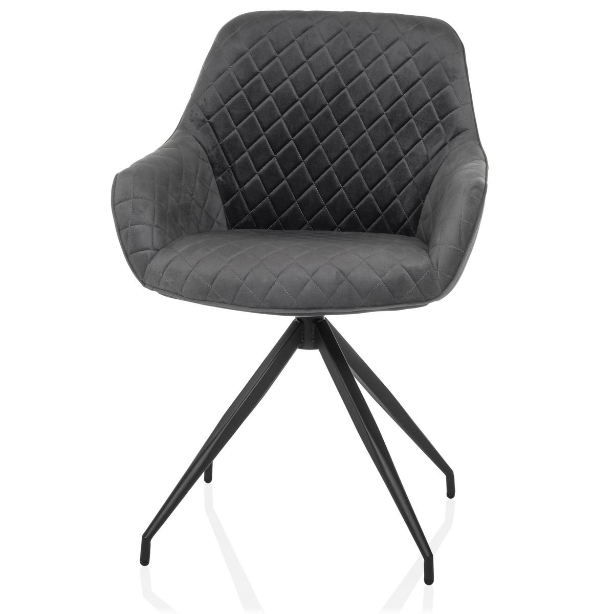 Armlehnstuhl Elverum Grau B: 58 Cm - Schwarz/Grau, MODERN, Textil/Metall (58/87/57cm) - MID.YOU