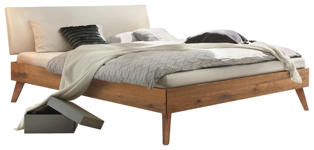 Bett Pesaro Mit Gepolstertem Kopfteil 160x200 - Wildeiche/Eichefarben, Design, Holz/Textil (160/200cm) - Hasena