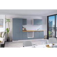 Küchenzeile Ip1200 Ohne Geräte 310 Cm Taupeblau - Blau/Eichefarben, Basics, Holzwerkstoff (310cm) - Impuls